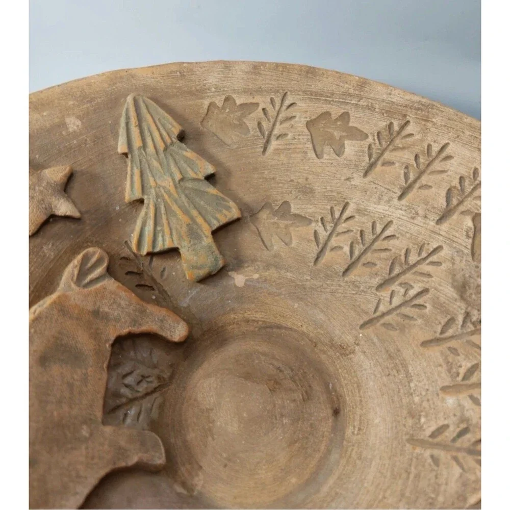 Vintage Reindeer Studio Art Pottery Bowl Trinket Dish Hand Thrown Hobbyist